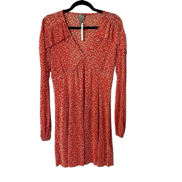 ASOS Maternity Dresses & Skirts - ASOS Maternity Long Sleeve Orange & Off White Floral V-Neck Dress Size 8 NWT